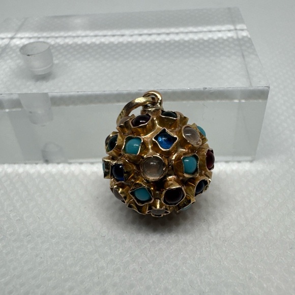 Jewelry - VINTAGE 3-DIMENSION 14K GOLD MULTI-COLOR ‘SPUTNIK’ SPHERE CHARM/PENDANT-EUROPEAN